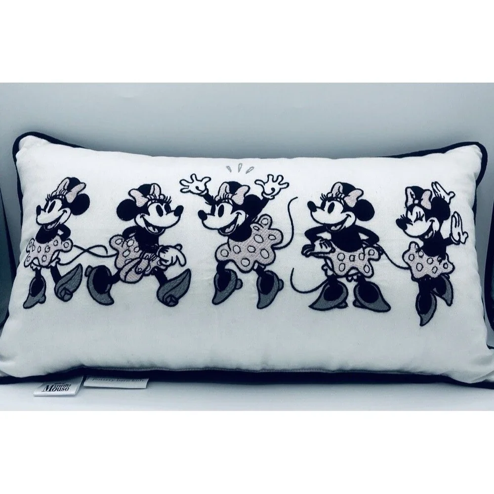 Pottery Barn Kids Disney Vintage Style Minnie Mouse Embroidered Lumbar Pillow